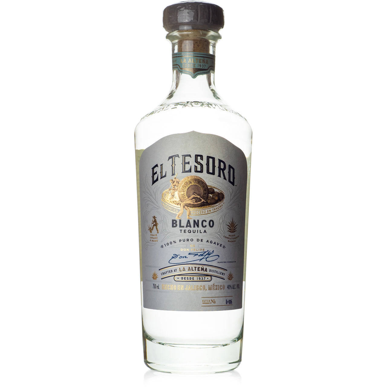 Simple El Tesoro Blanco Tequila Bottle Background