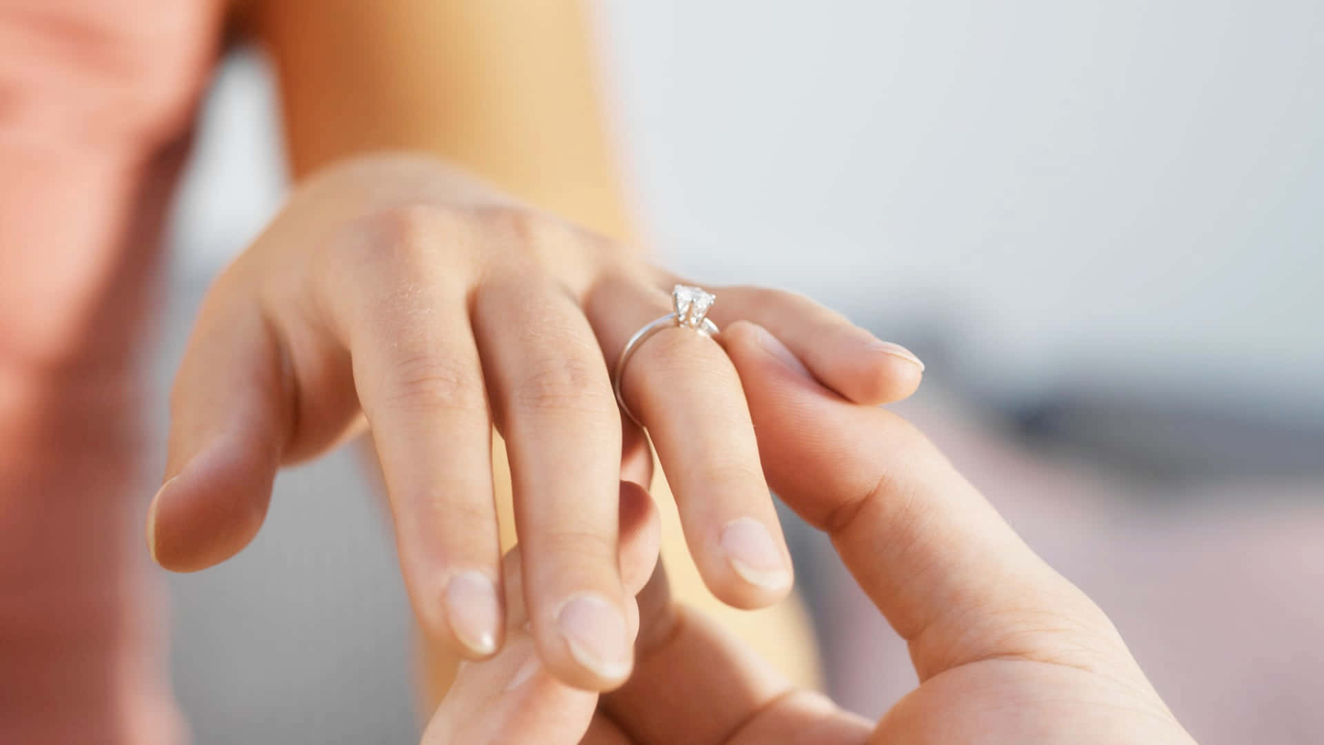 Simple Elegant Silver Engagement Ring Background