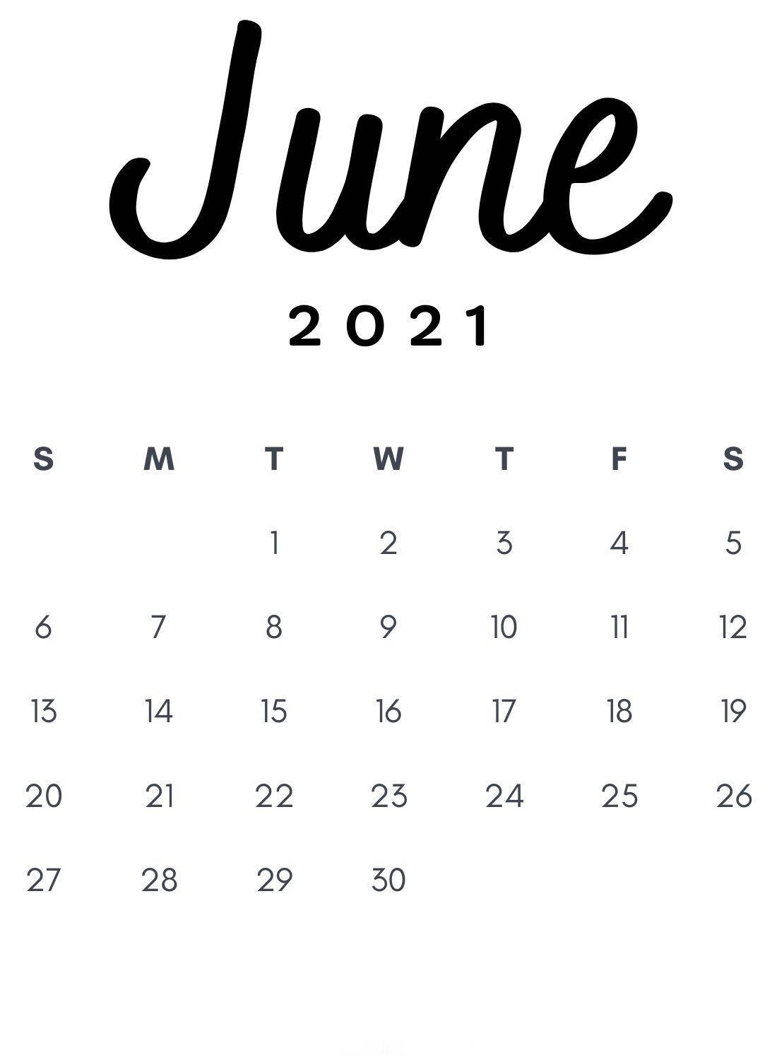 Simple June 2021 Calendar