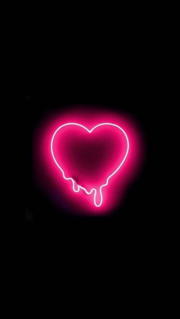 Simple Melted Pink Neon Heart Background