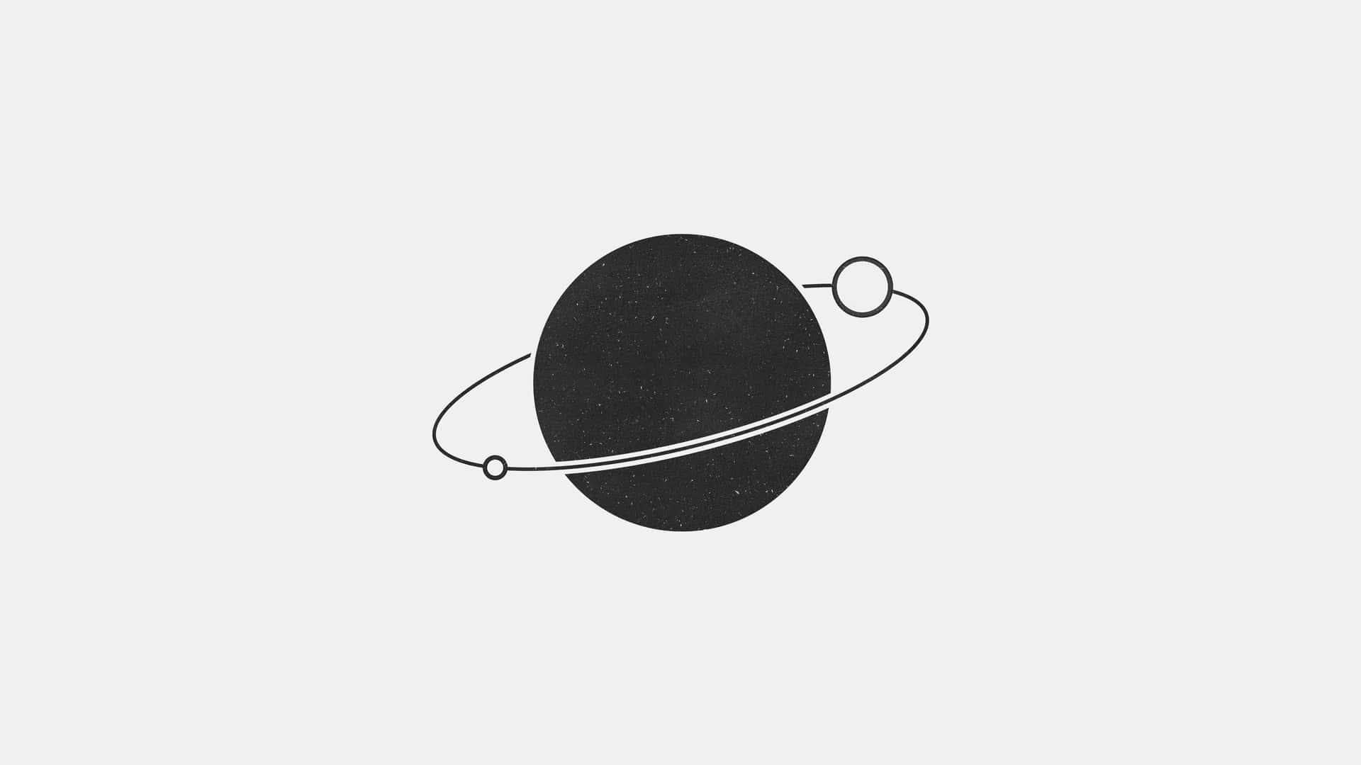 Simple Minimalist Black Planet White Moons Background