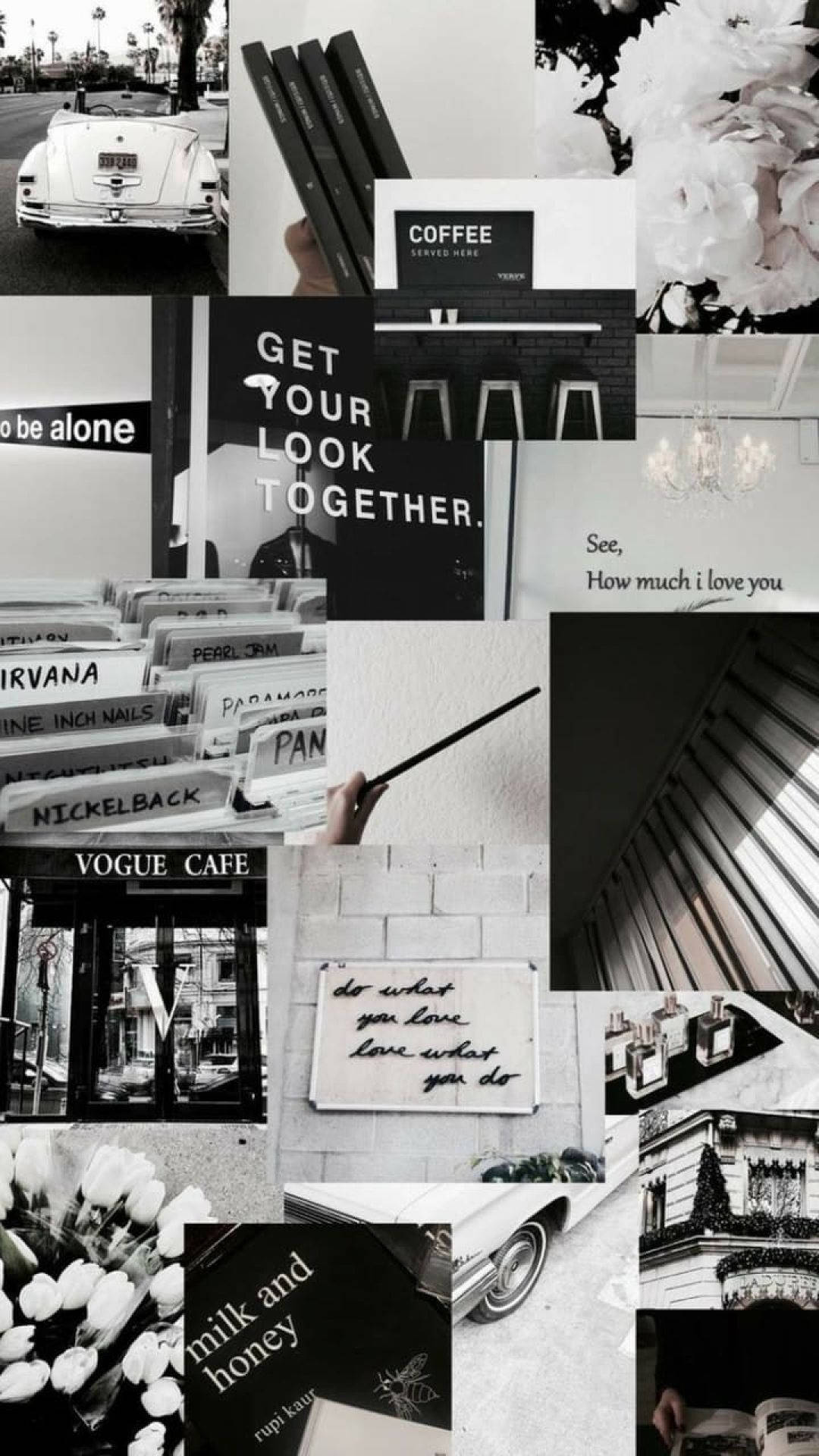 Simple Monochromatic E-girl Aesthetic Collage Background