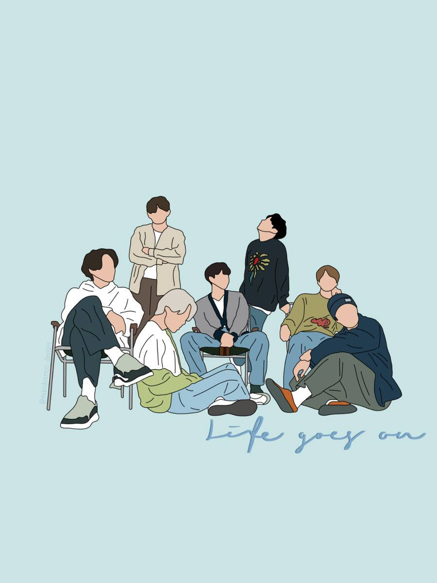 Simple Outline Art Bts Life Goes On