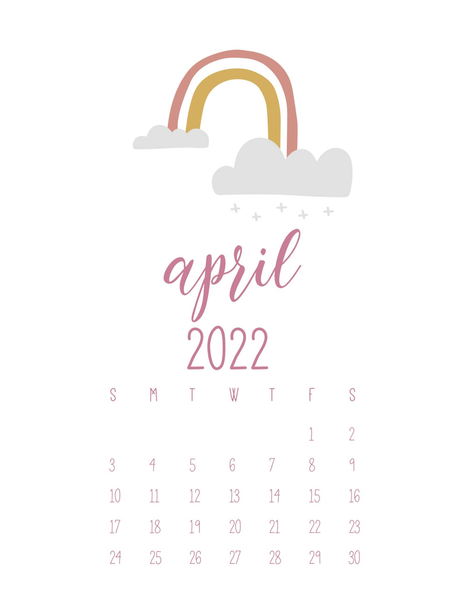 Simple Rainbow April 2022 Calendar Background