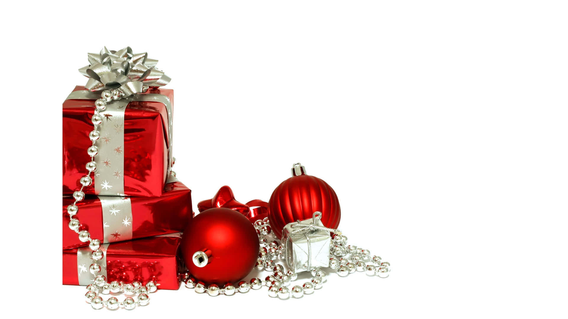 Simple Red Christmas Ornaments White Background Background