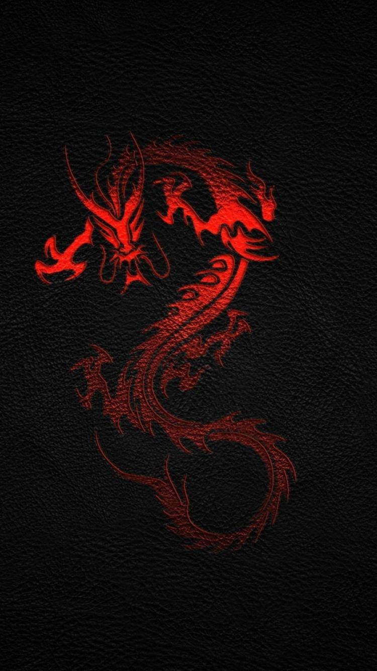 Simple Red Dragon Art For Iphone Screens Background