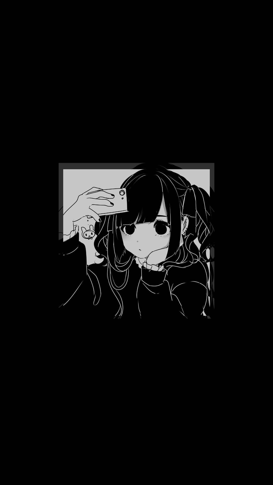 Simple Sad Anime Girl Black And White