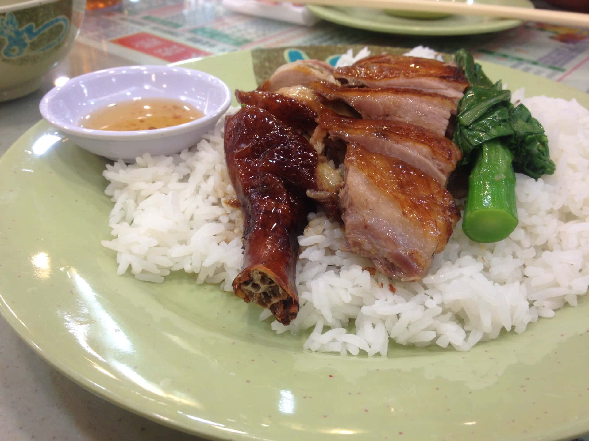 Simple Singaporean Duck Rice With Sauce Background