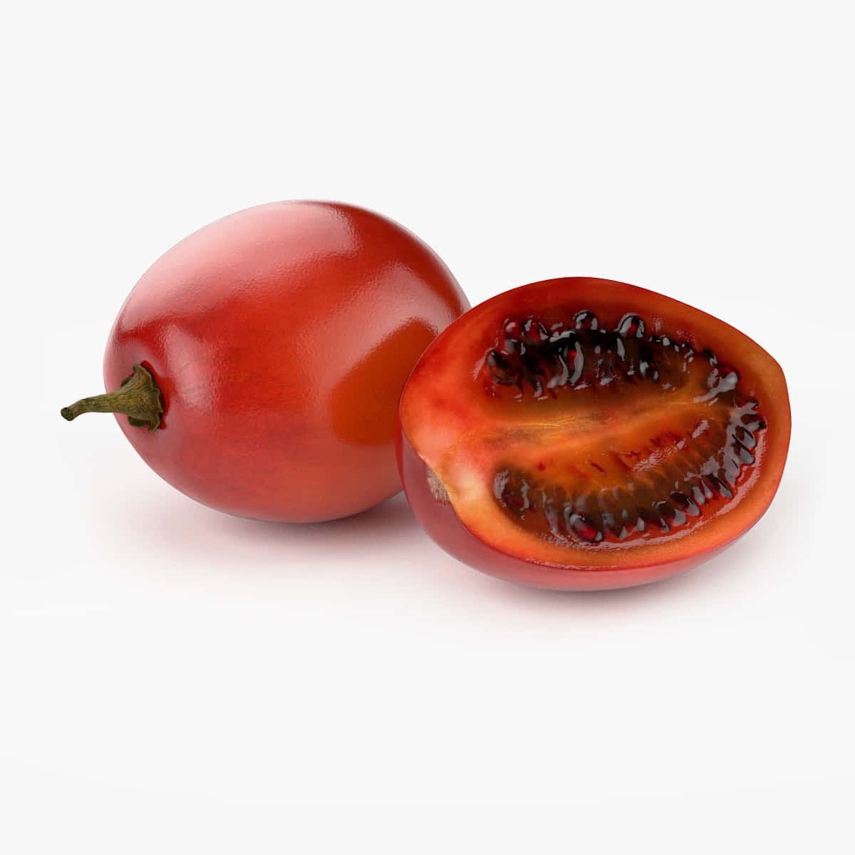 Simple Sliced And Unsliced Tamarillo Tropical Fruit Background