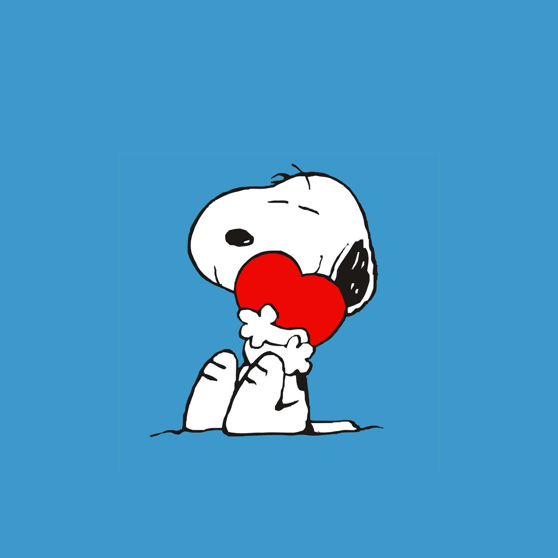 Simple Snoopy Valentine Hugging A Heart Background