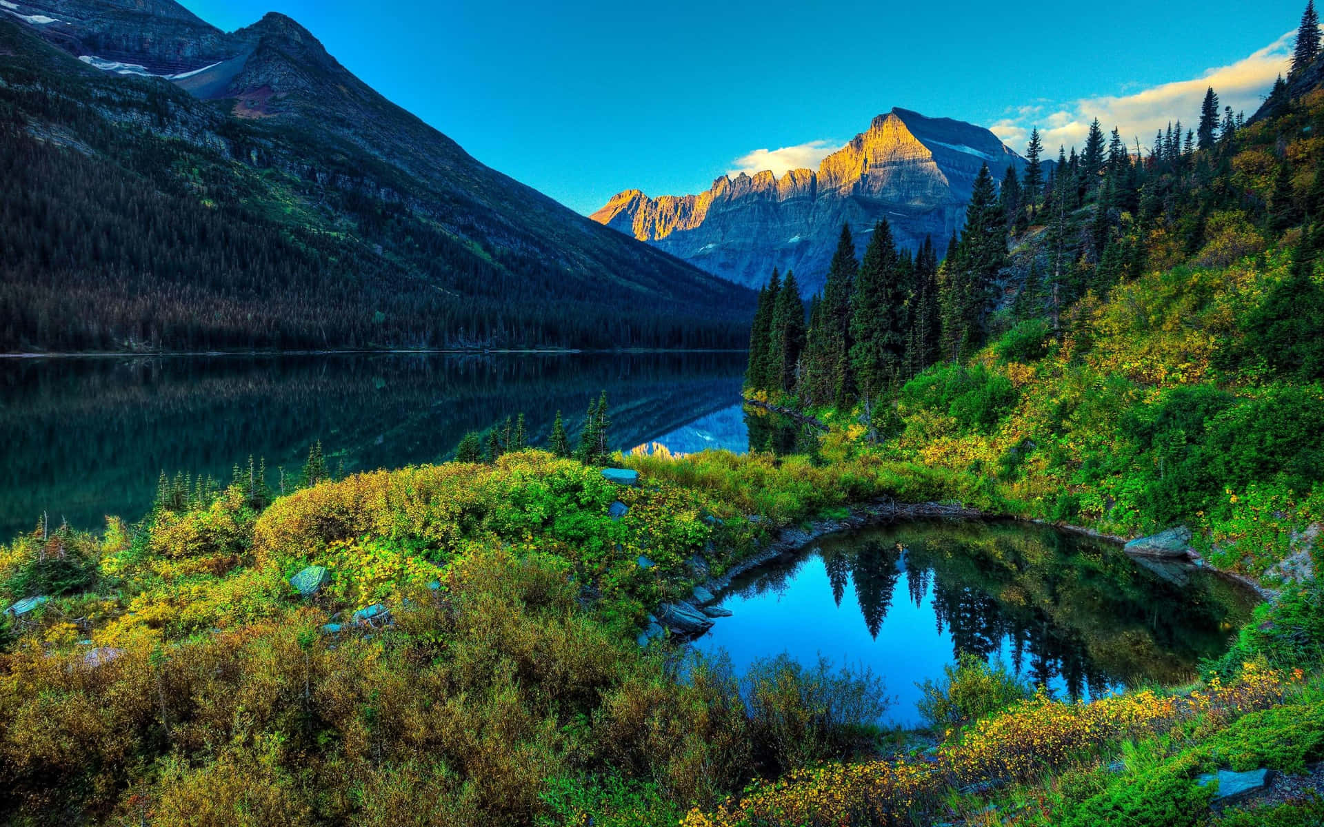 Simple Spring And Mountain Background