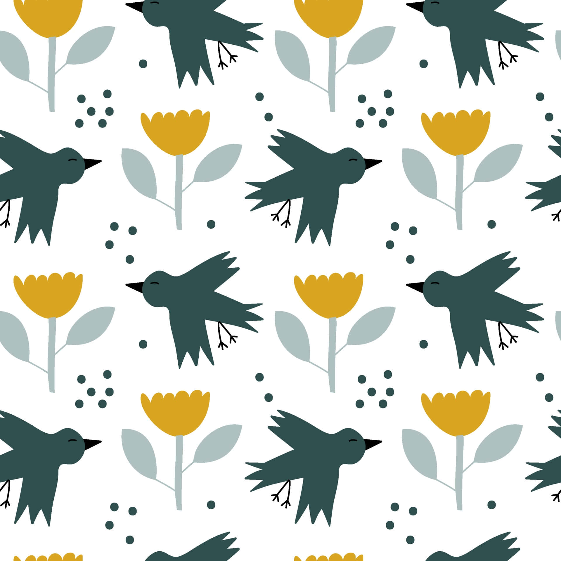 Simple Spring Flower And Birds Background