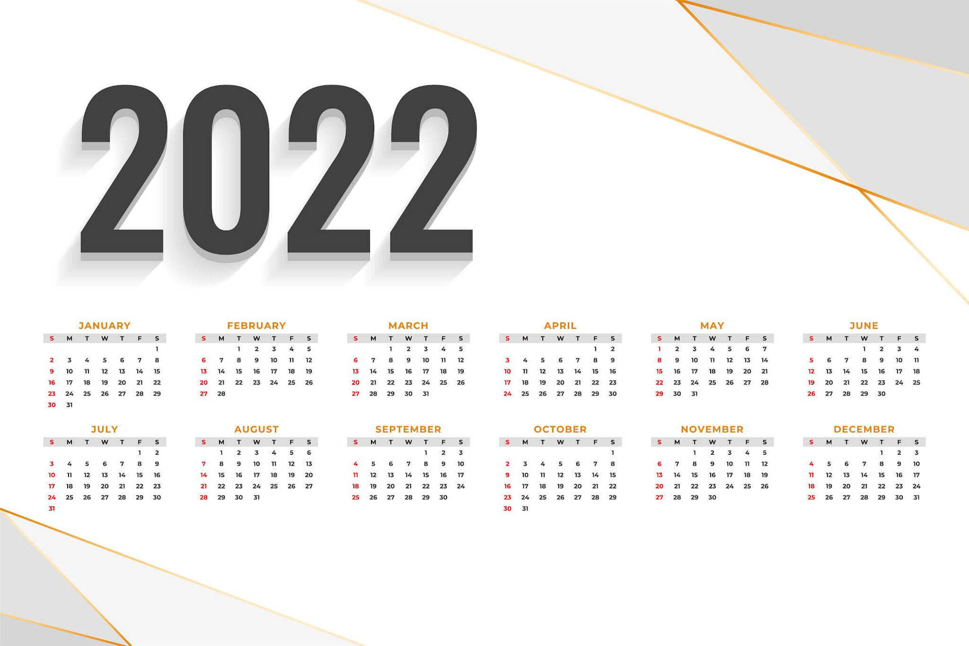 Simple White 2022 Calendar Background