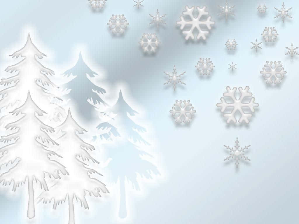 Simple White Christmas Tree Snowflake Background