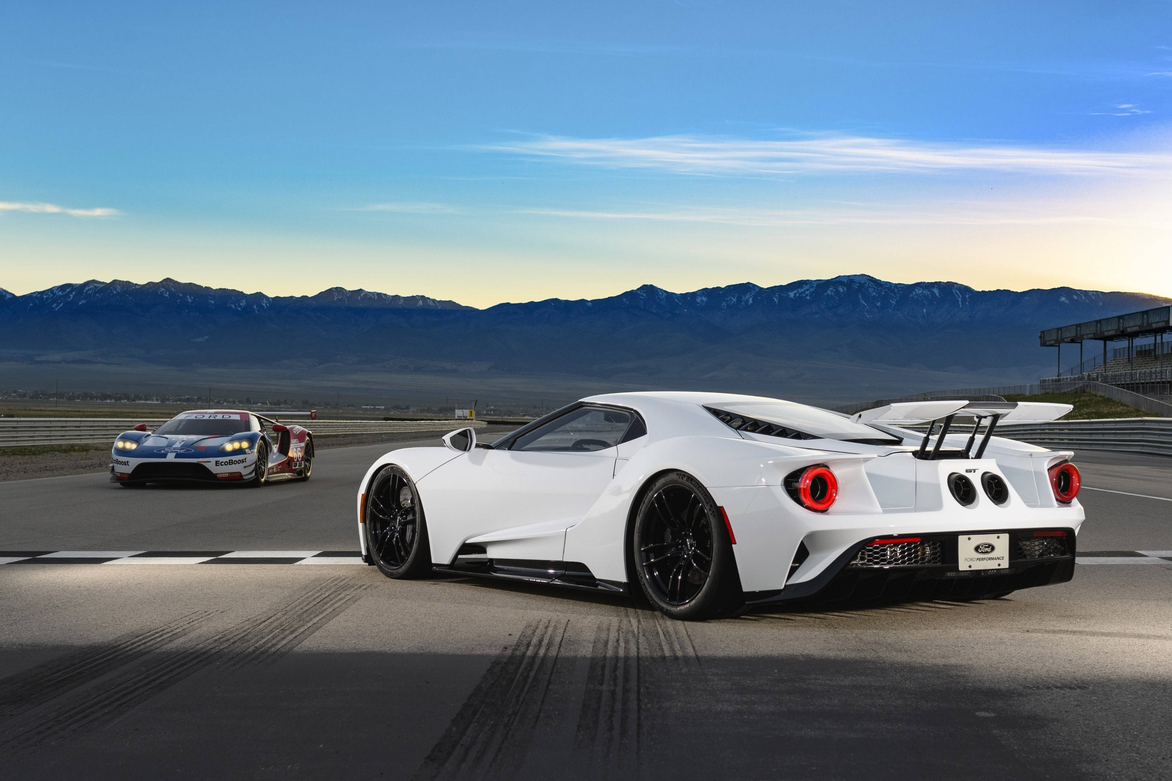 Simple White Ford Gt Sports Car Background