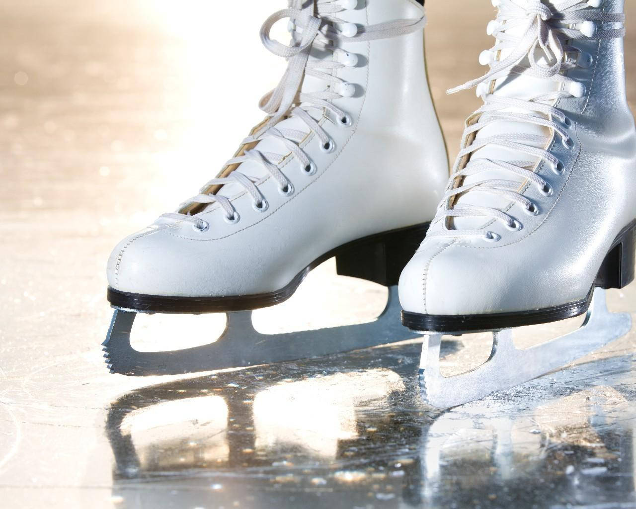 Simple White Ice Skating Shoes Background