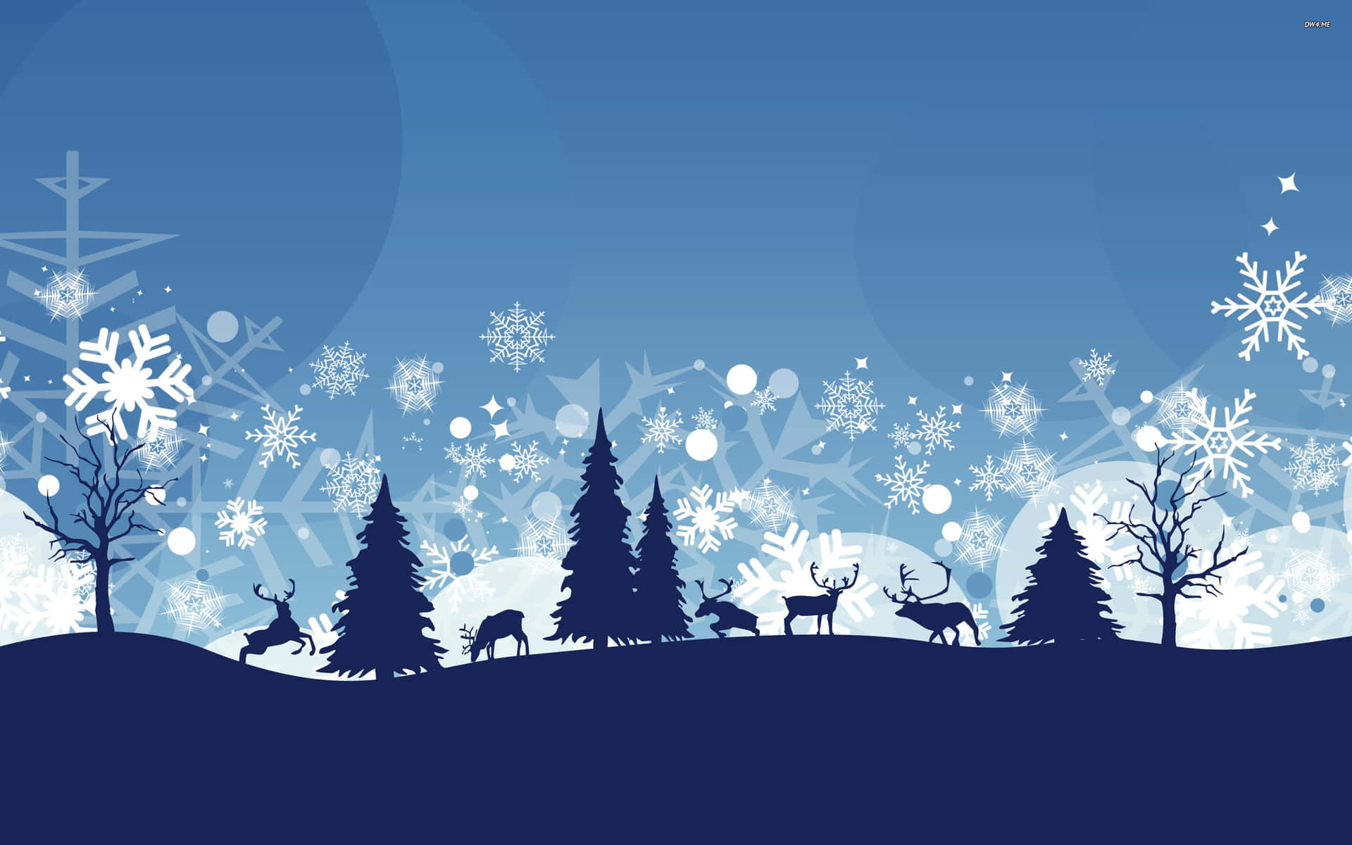 Simple Winter Christmas Scene Snowflakes Background