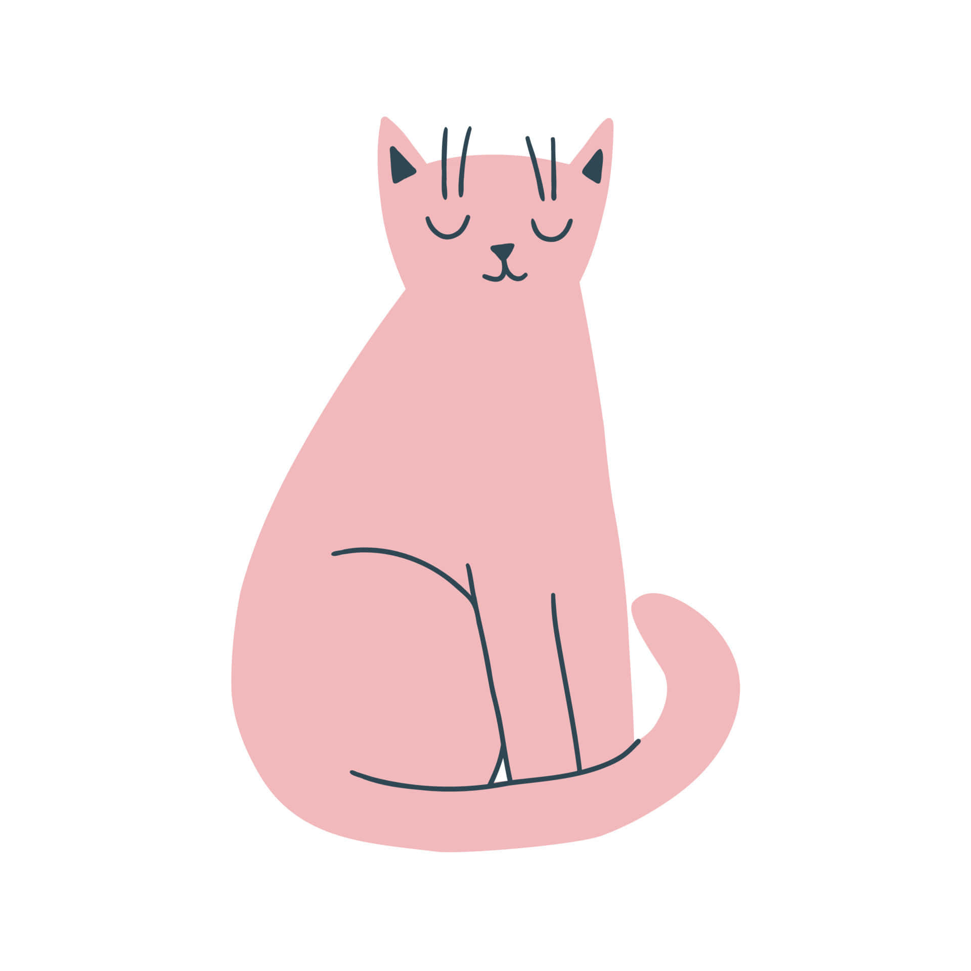 Simplified Pink Cat Illustration Background