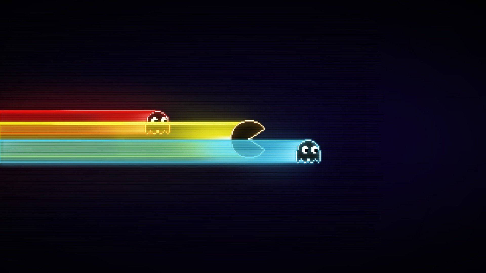 Simplistic Gaming Pacman Light Trails Background