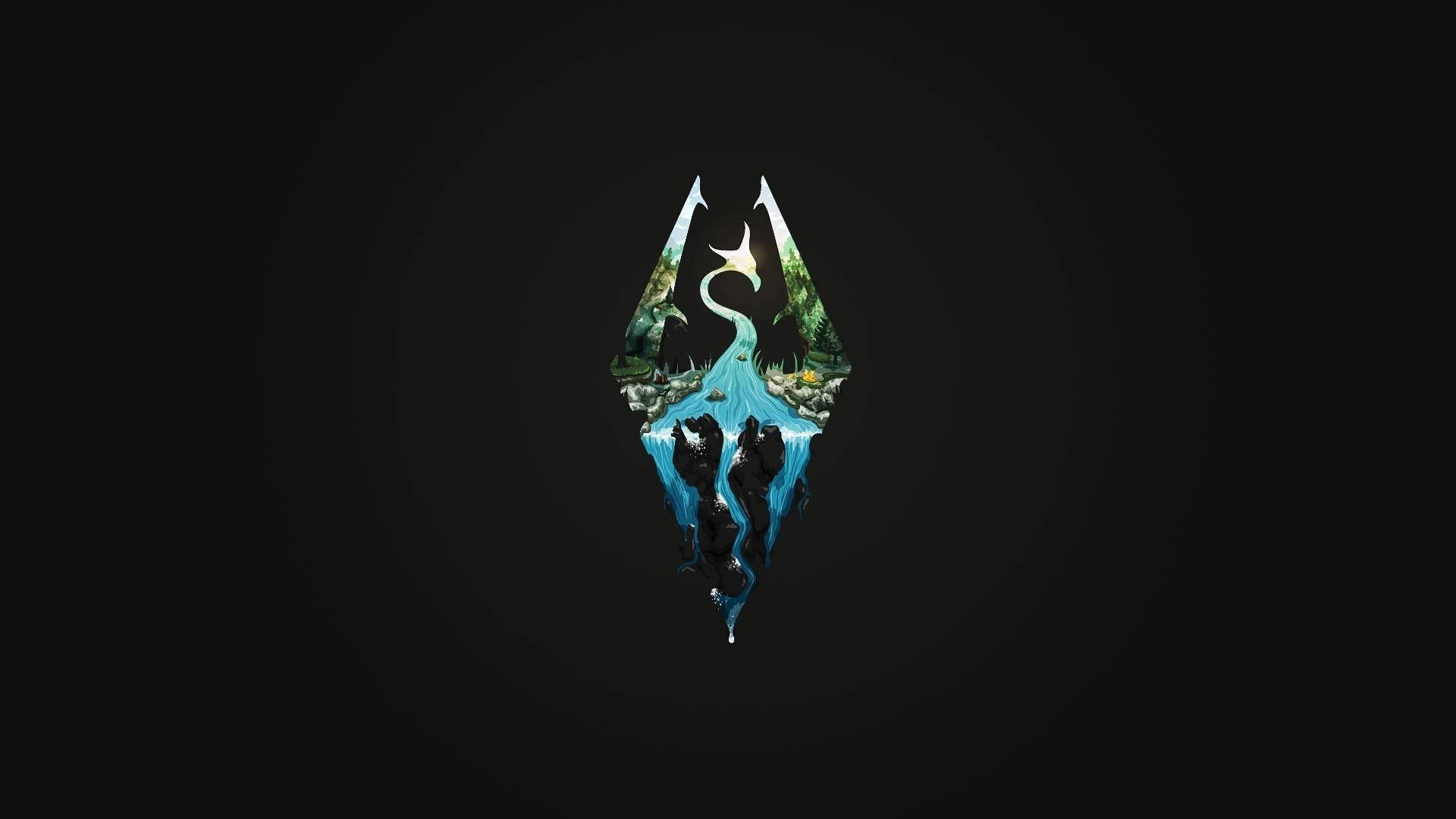 Simplistic Gaming Skyrim Logo Background