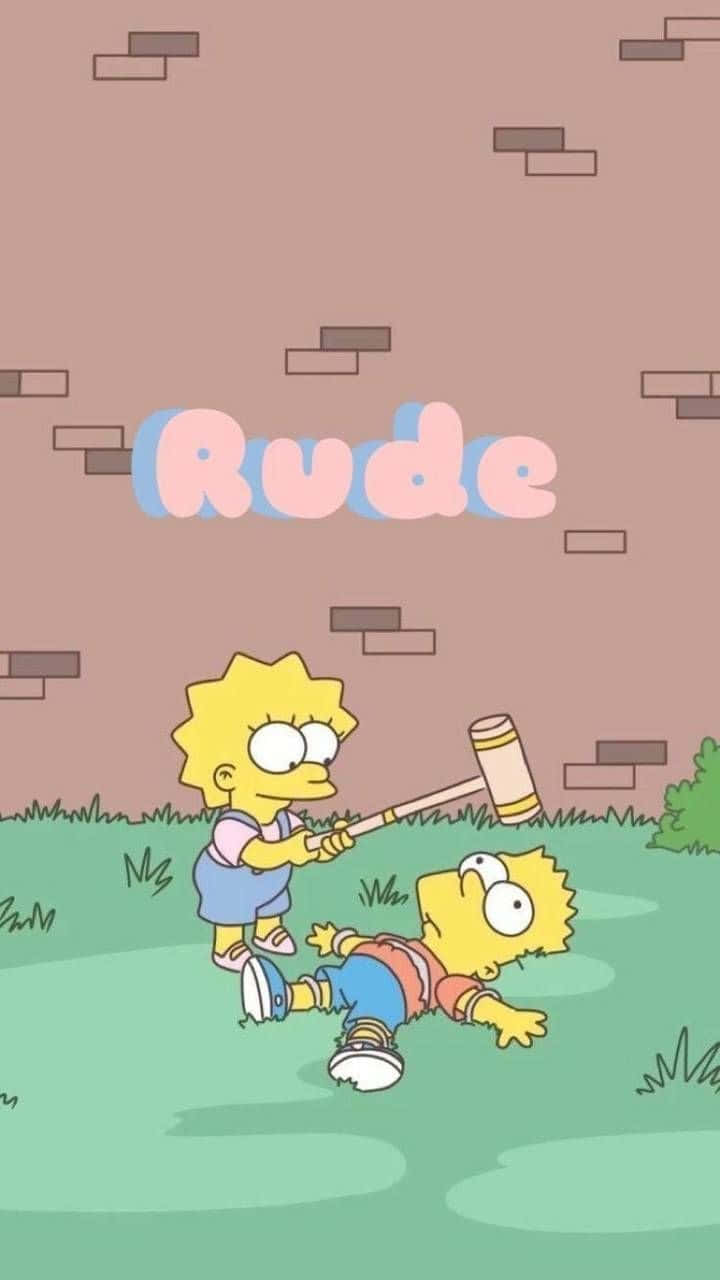 Simpsons Wallpaper With The Word Rude