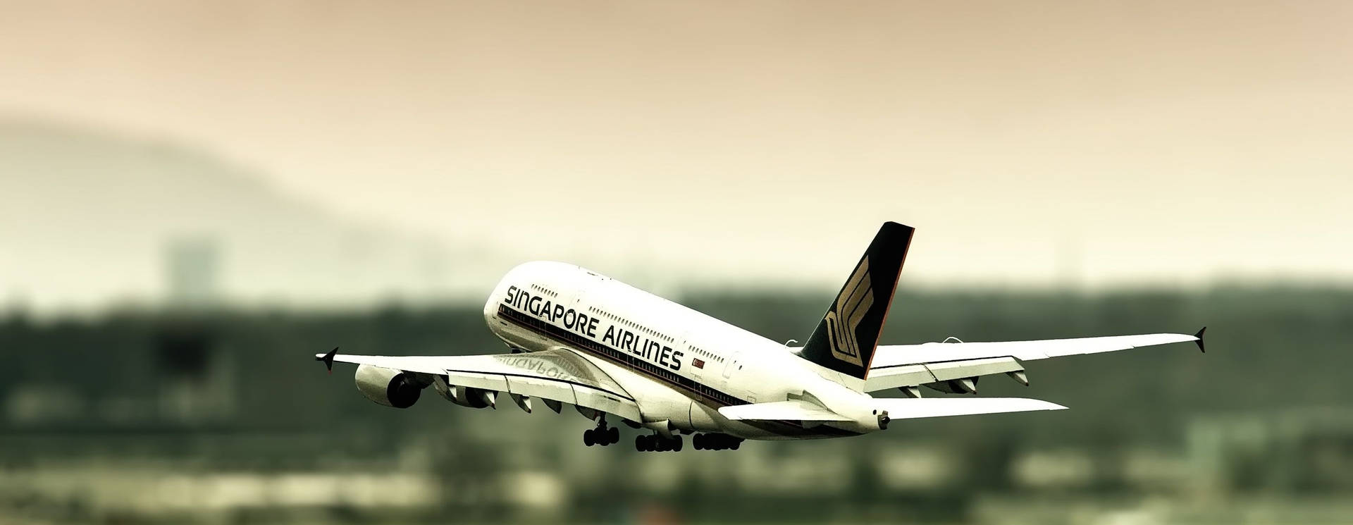 Singapore Airlines Blurry Departed Background