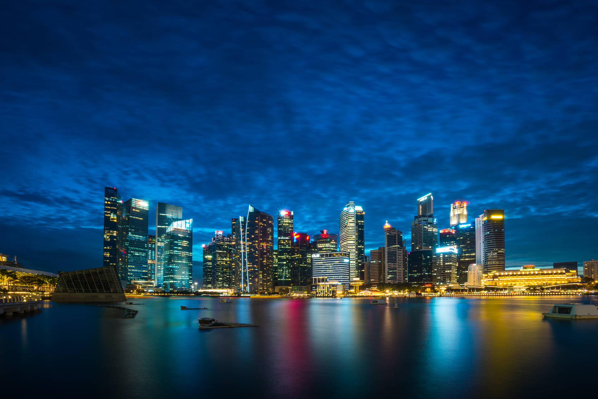 Singapore Cityscapes At Night Background