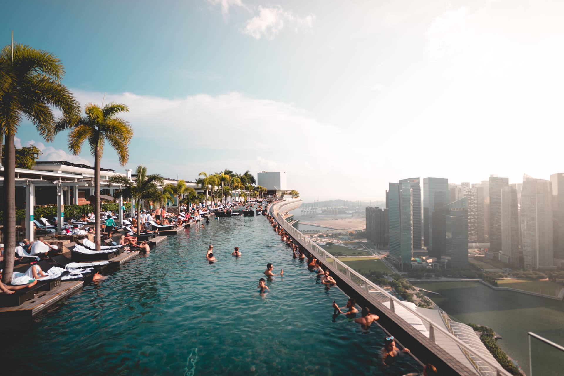 Singapore Rooftop Infinity Pool Background