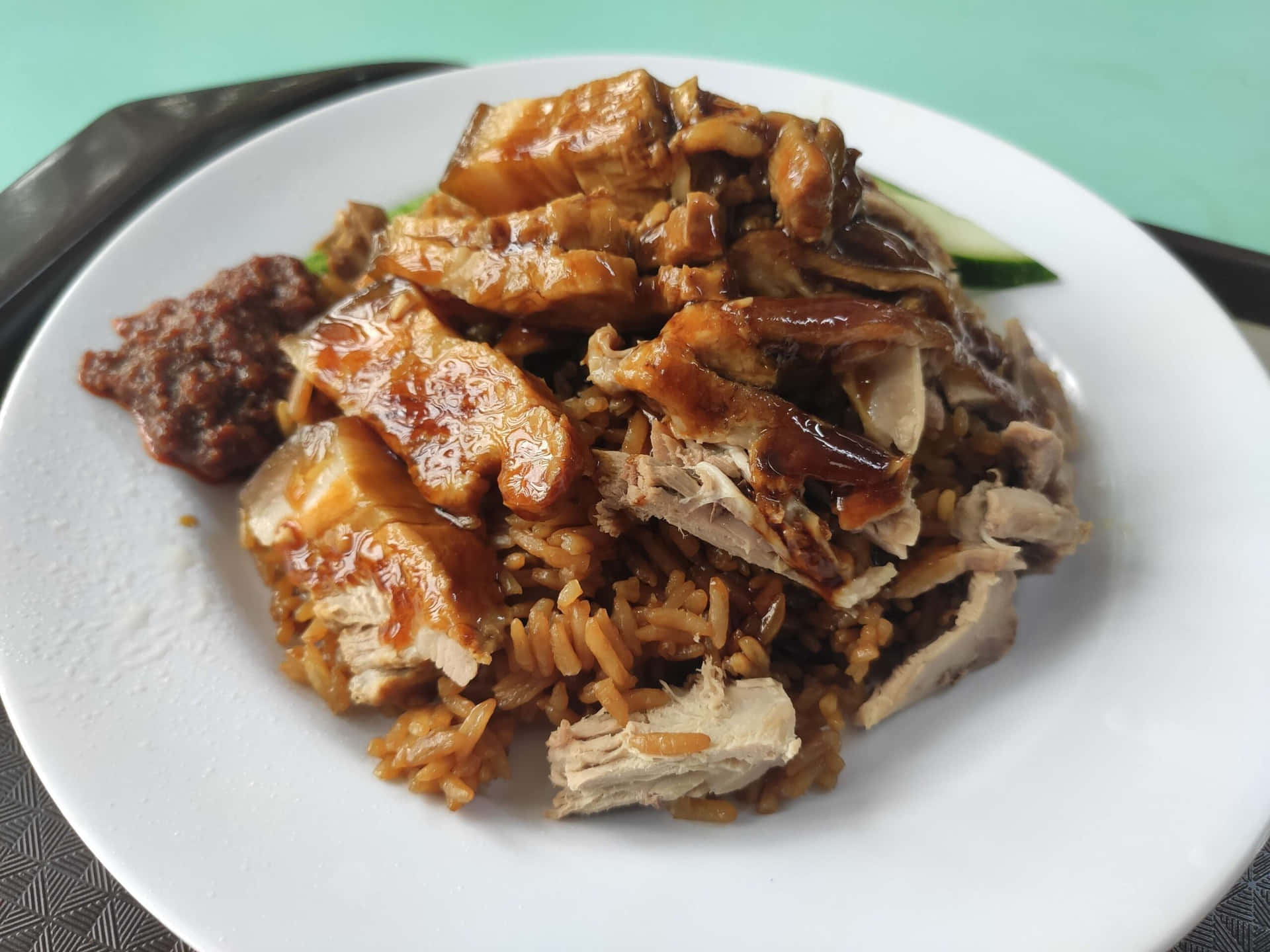 Singaporean Duck Rice At An Kee Braised Duck Rice Restaurant Background