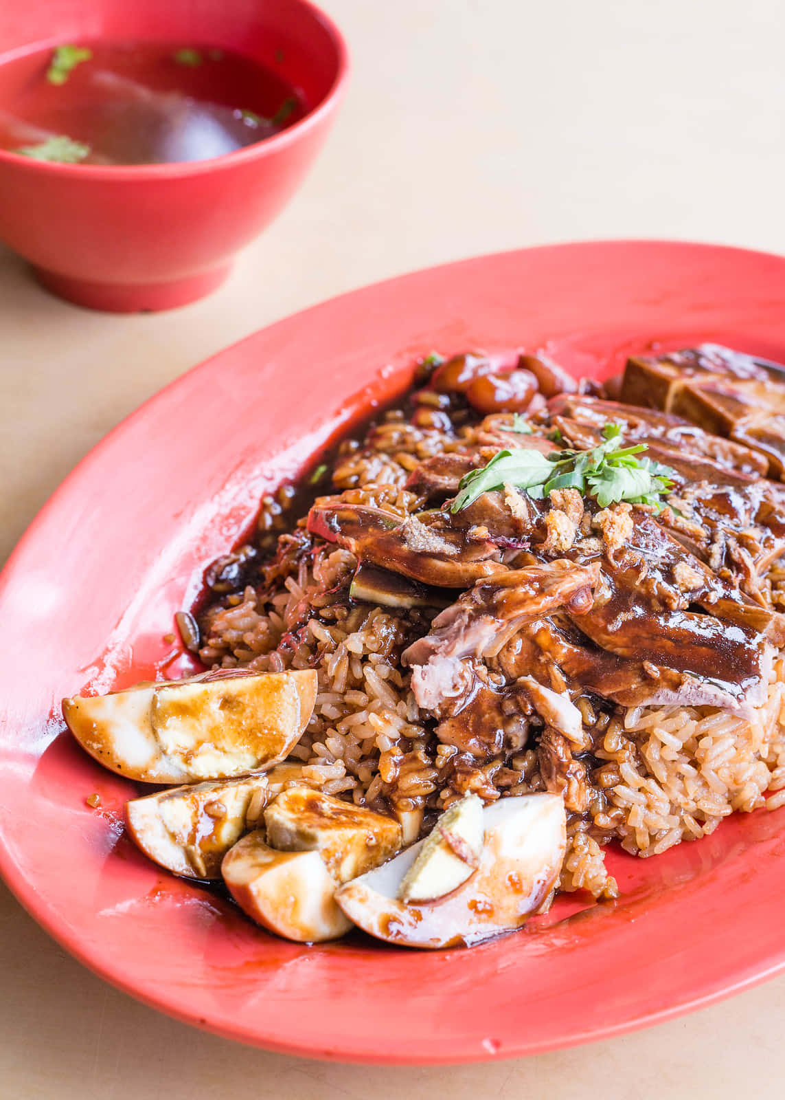 Singaporean Duck Rice Beautiful Plating Background