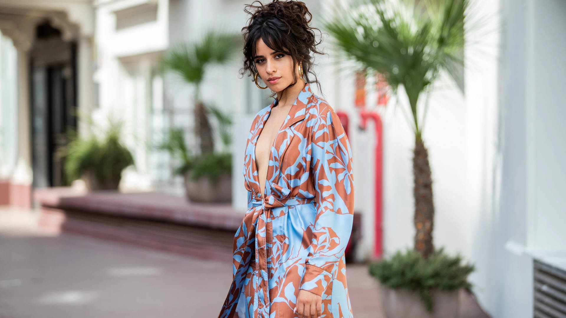 Singer Camila Cabello In Coat Dress Background