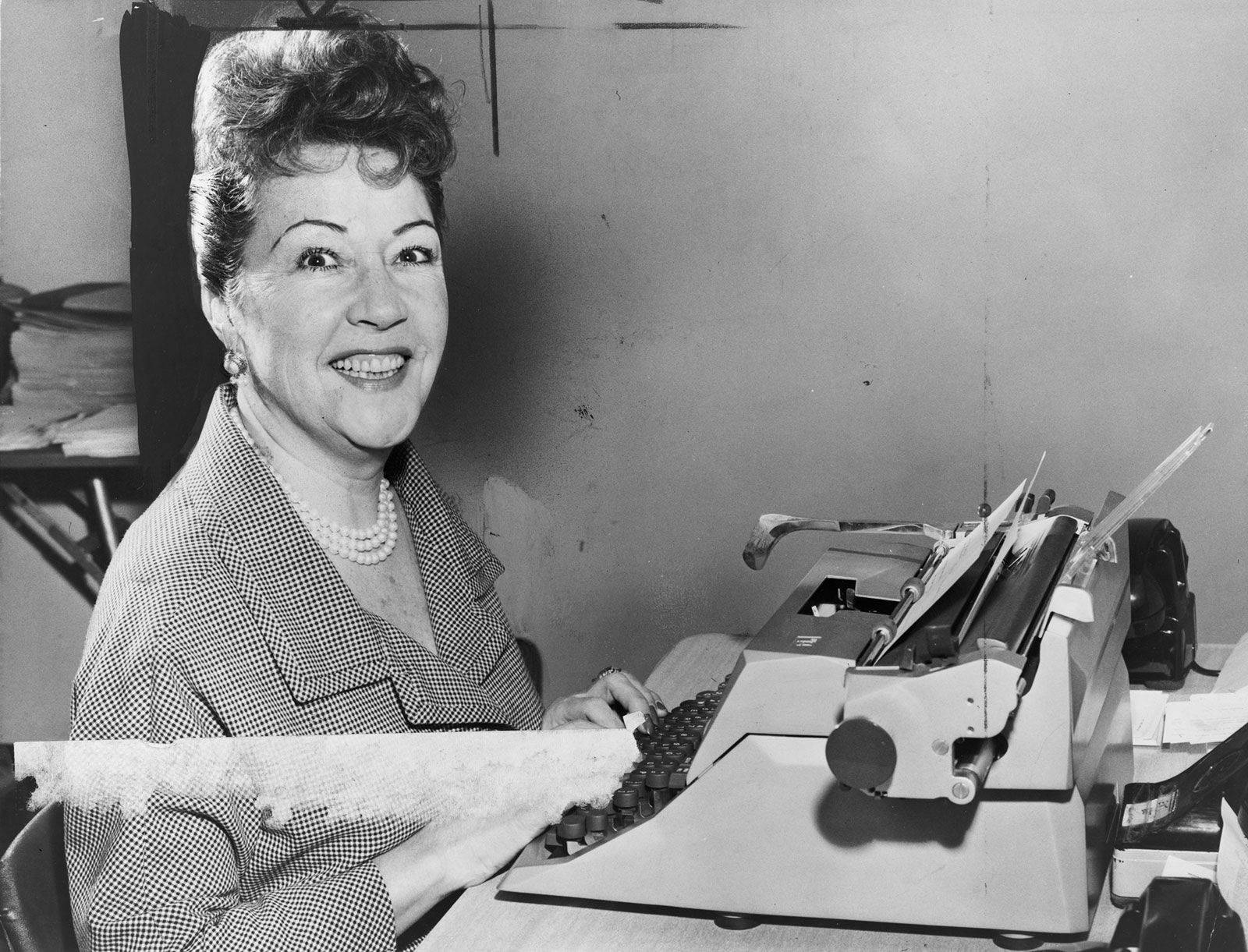 Singer Ethel Merman Using The Typewriter