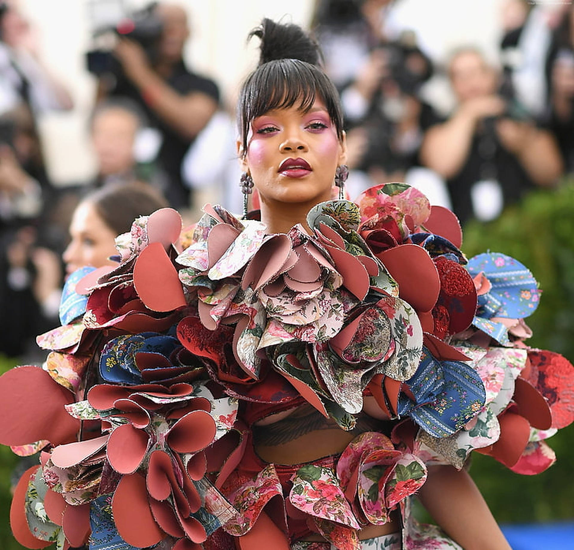 Singer Rihanna At The Met Gala Background