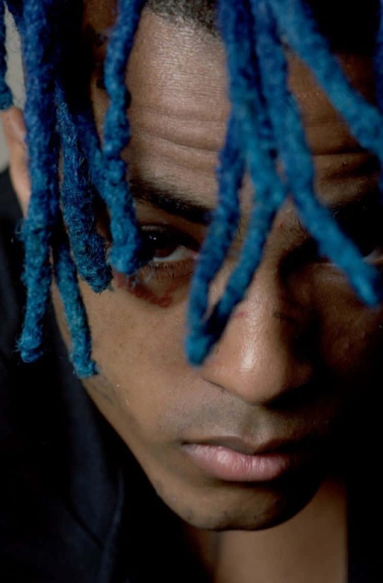 Singer Xxxtentacion Looking Fierce With His Electric Blue Hair