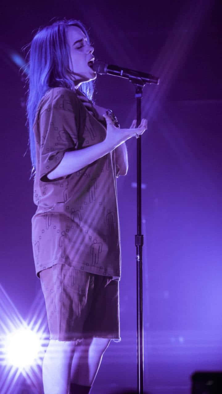 Singing Billie Eilish Purple Background