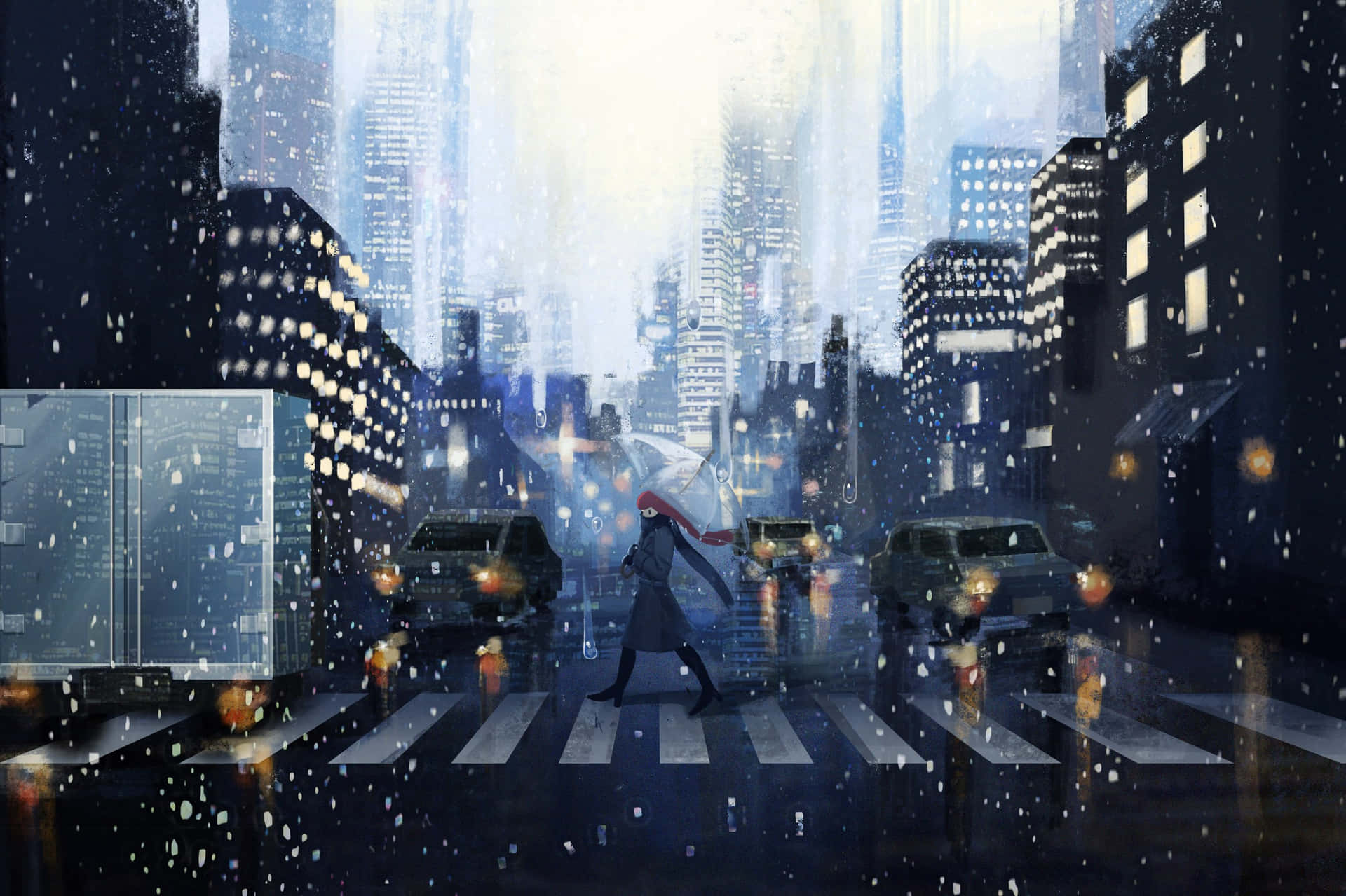 “singing In The Rain Made Even More Magical With Anime!” Background