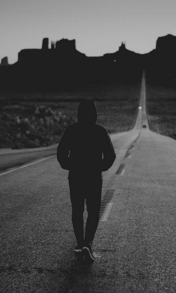 Single Boy Alone On The Road Background