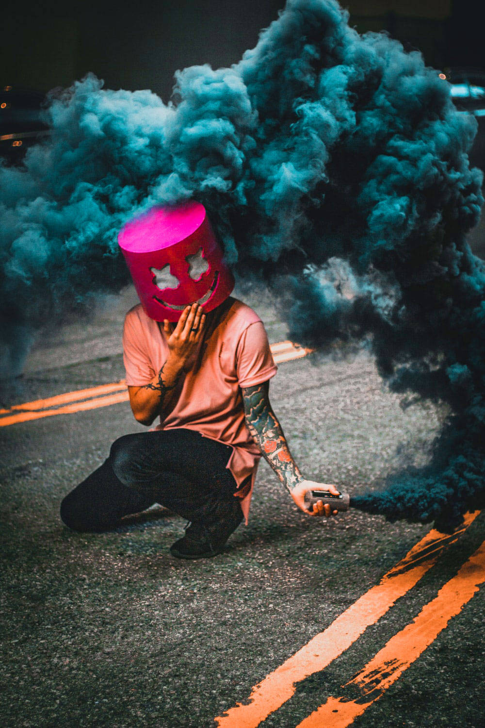 Single Boy With Pink Bucket Head Background