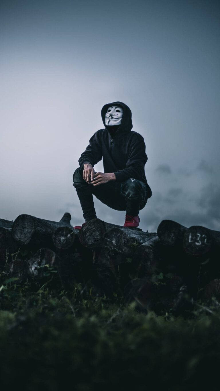 Single Boy With White Mask Background