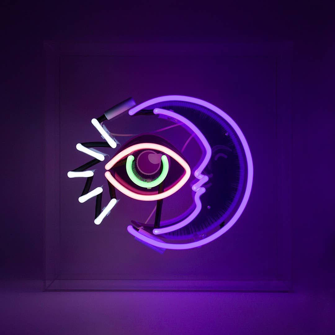 Single Eye Neon Moon Background