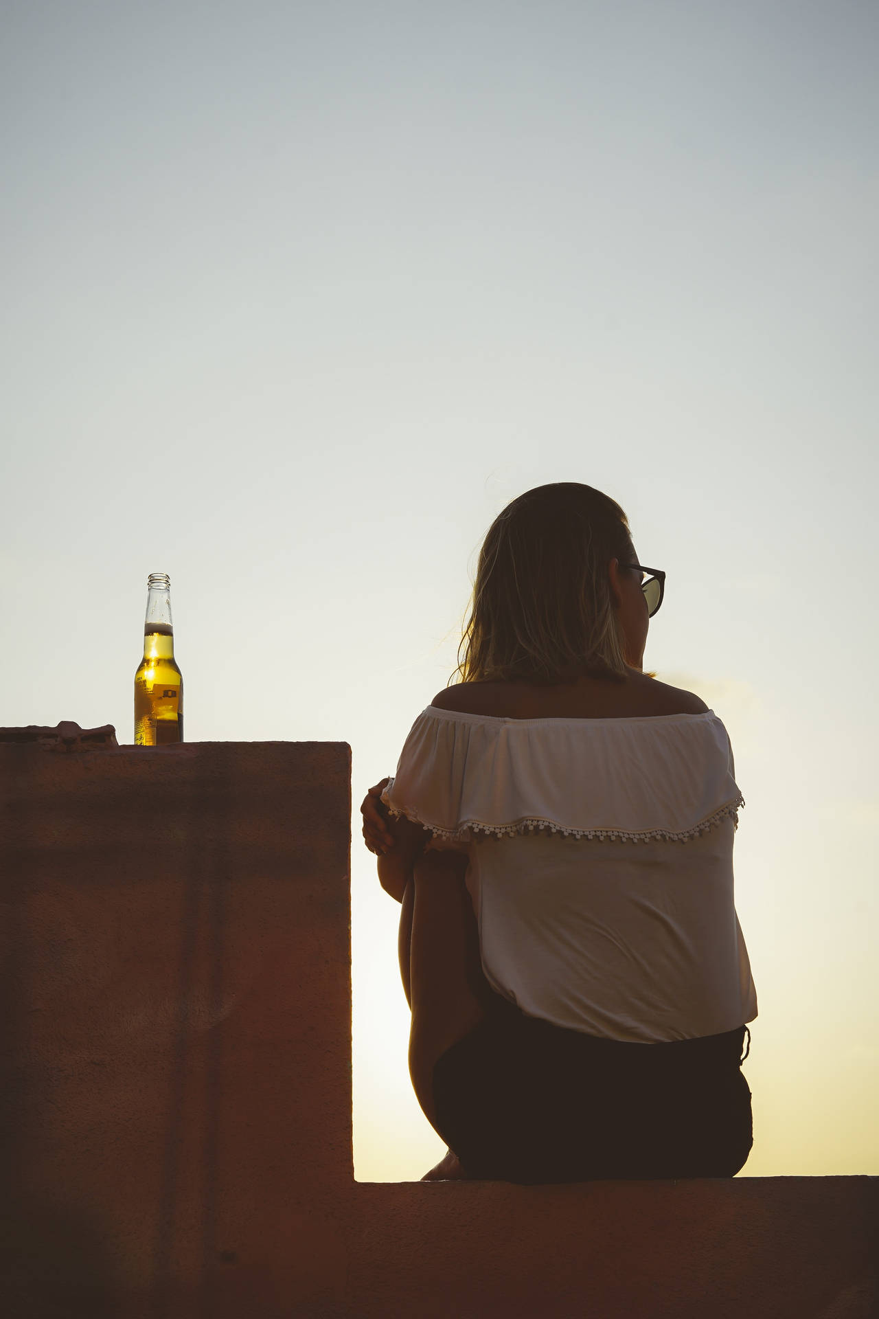 Single Girl Drinking Alone Background