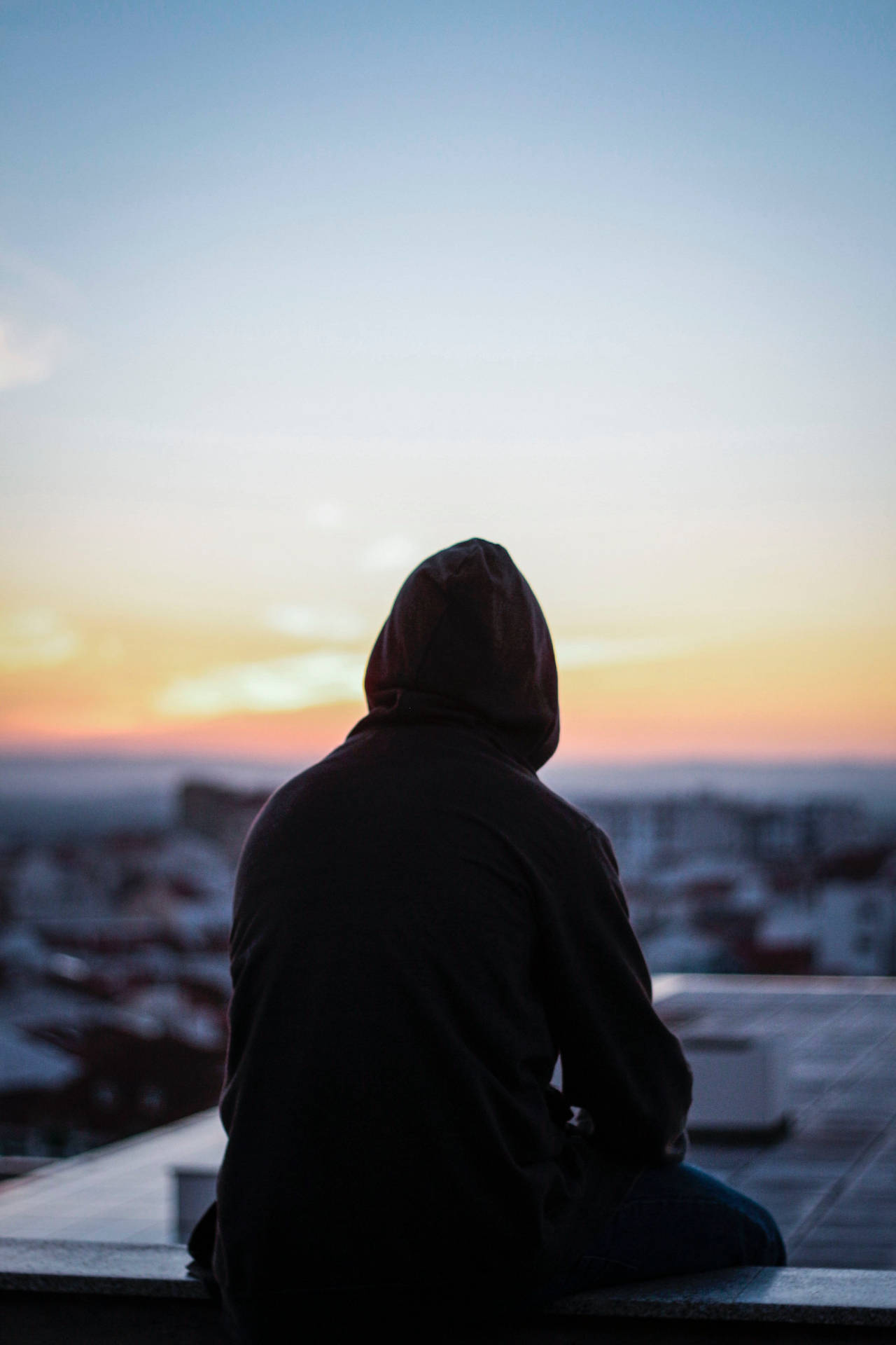 Single Man On A Hoodie Background