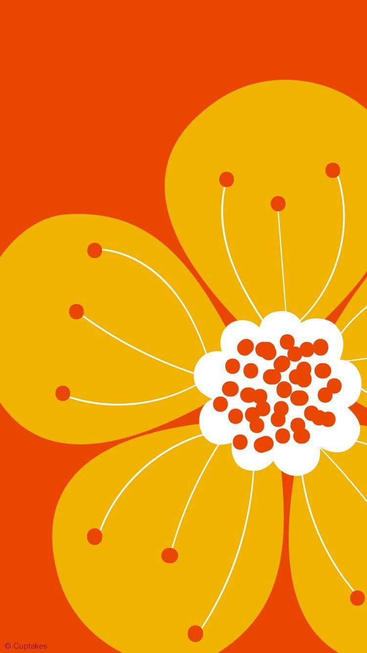 Single Orange Floral Background