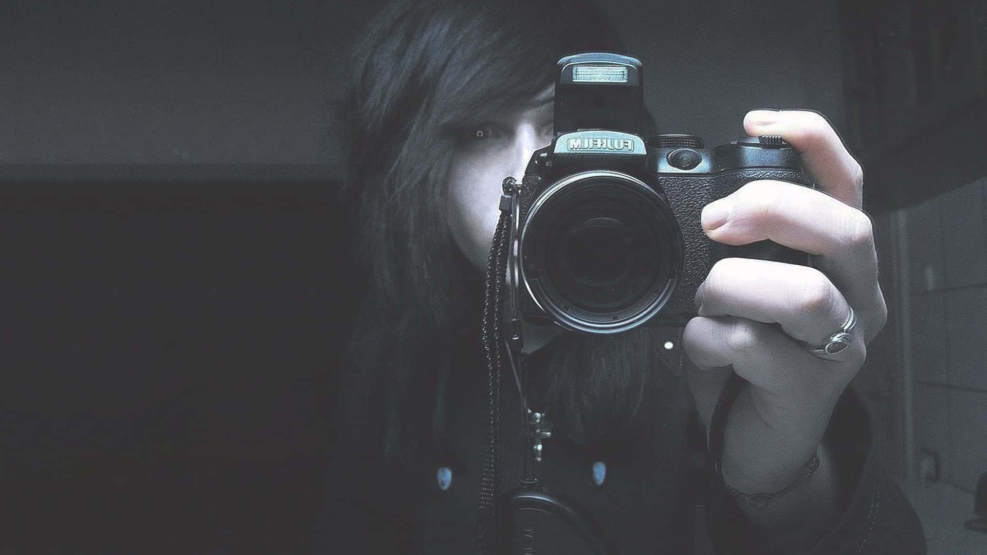 Single Woman With Camera Black Aesthetic