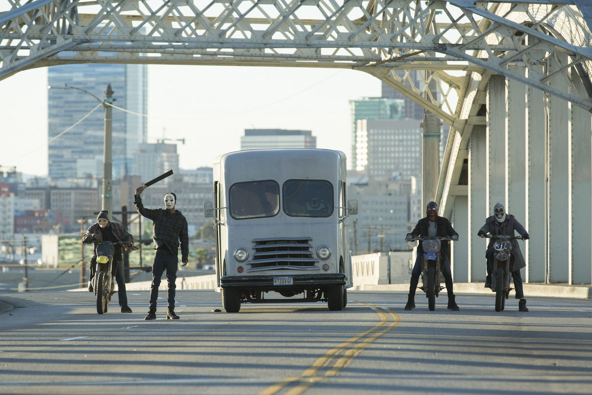 Sinister Biker Gang From The Purge Background