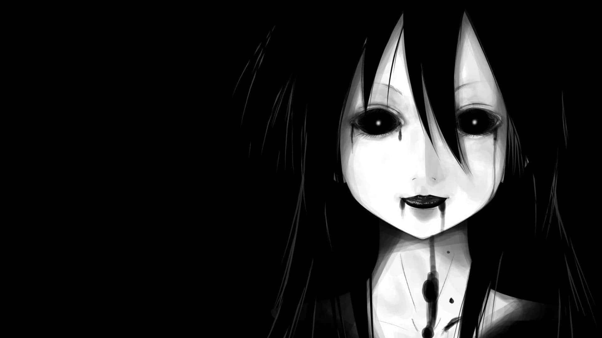 Sinister Black Anime Doll- A Powerfully Intriguing Profile Picture Background