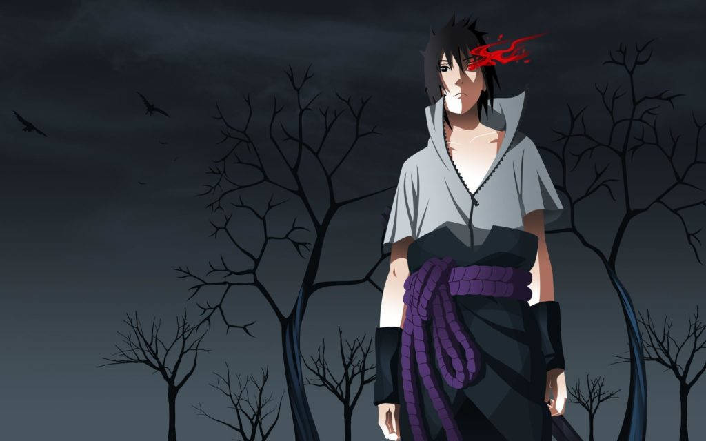 Sinister Sasuke Uchiha Closeup Background