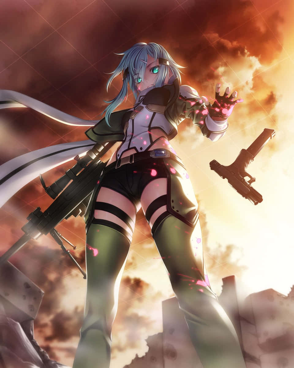 Sinon Gazing Over A Field Of Flowers Background