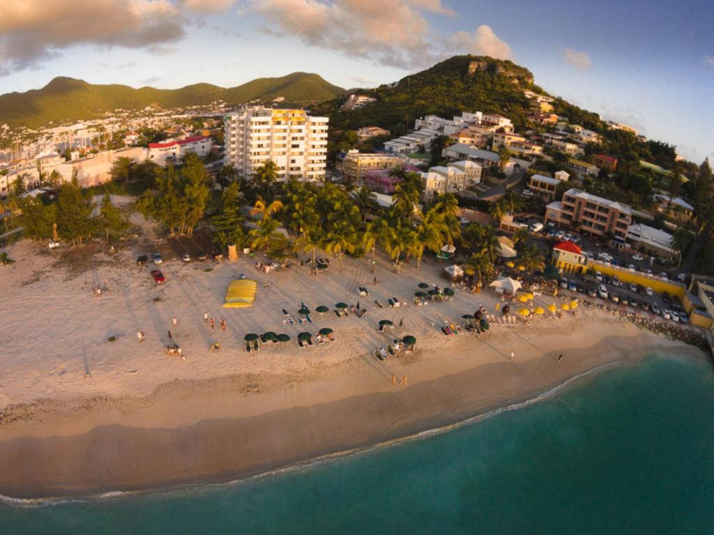 Sint Maarten Beach Aerial Shot Background