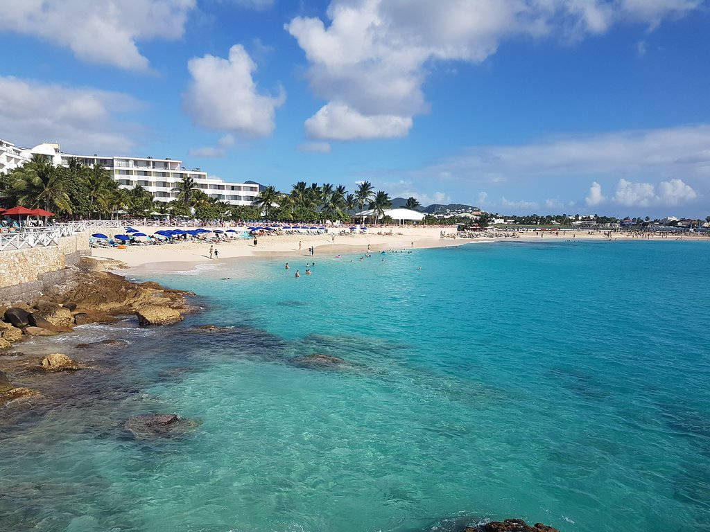 Sint Maarten Beach At Summer Background